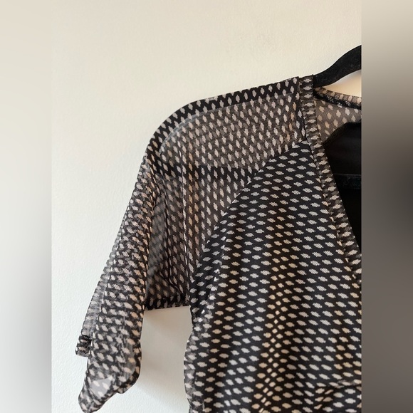 NWT DKNY Mesh Polkadot Lined Ruched Blouse - Picture 11 of 12